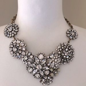 J Crew Crystal rhinestone gold tone statement necklace